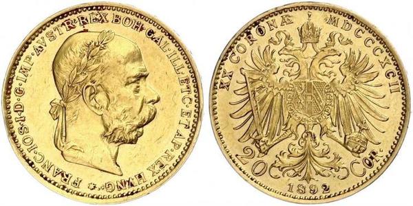 20 Krone Imperio austrohúngaro (1867-1918) Oro Franz Joseph I (1830 - 1916)