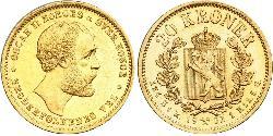 20 Krone Noruega Oro Óscar II de Suecia (1829-1907)