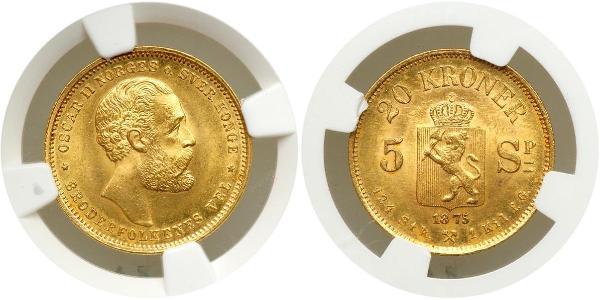 20 Krone Norvegia Oro Oscar II di Svezia (1829-1907)