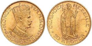 20 Krone Norvegia (1905 - ) Oro Haakon VII di Norvegia (1872 - 1957)