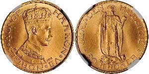 20 Krone Norvegia (1905 - ) Oro Haakon VII di Norvegia (1872 - 1957)