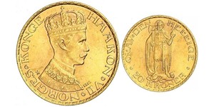 20 Krone Norvegia (1905 - ) Oro Haakon VII di Norvegia (1872 - 1957)