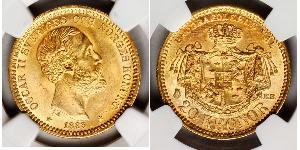 20 Krone Suecia Oro Óscar II de Suecia (1829-1907)