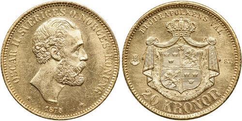20 Krone Suecia Oro Óscar II de Suecia (1829-1907)