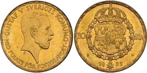 20 Krone Svezia Oro Gustavo V di Svezia (1858 - 1950)