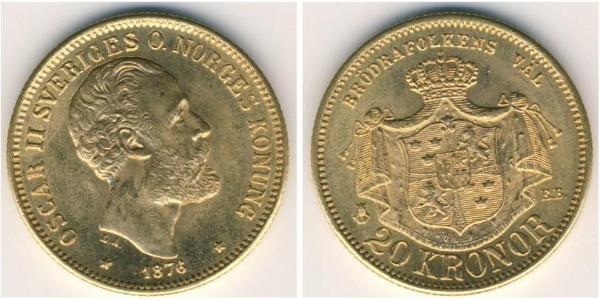 20 Krone Svezia Oro Oscar II di Svezia (1829-1907)