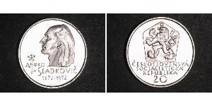 20 Krone Checoslovaquia  (1918-1992) Plata Andrej Sládkovič