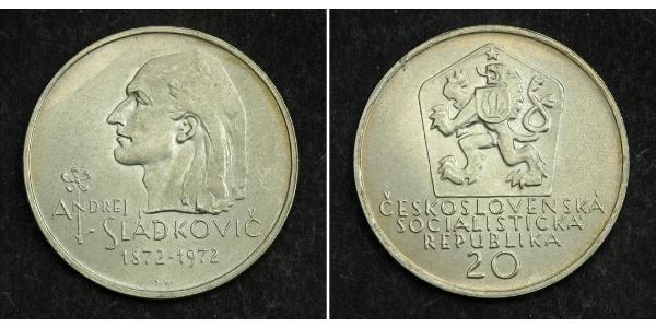 20 Krone Tschechoslowakei  (1918-1992) Silber Andrej Sládkovič