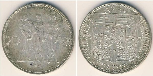 20 Krone Czechoslovakia (1918-1992) Silver 