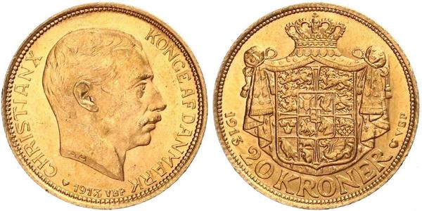 20 Krone 丹麦 金 克里斯蒂安十世 (1870 - 1947)