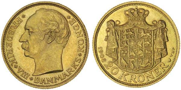 20 Krone 丹麦 金 弗雷德里克八世 (1843 - 1912)