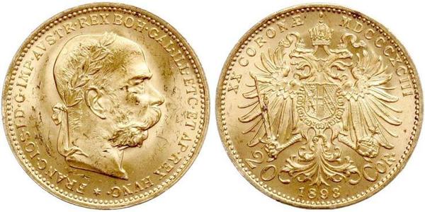 20 Krone 奥匈帝国 (1867 - 1918) 金 弗朗茨·约瑟夫一世 (1830 - 1916)