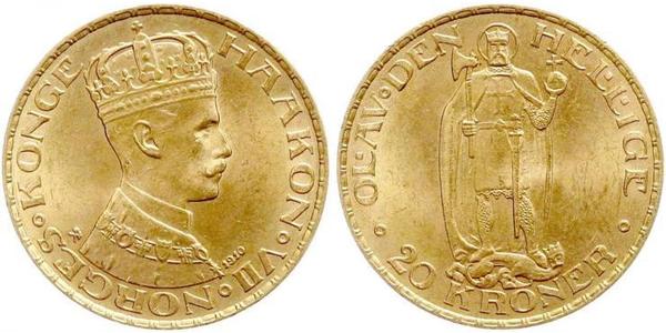 20 Krone 挪威 金 哈康七世  (1872 - 1957)