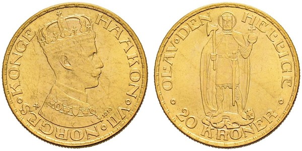 20 Krone 挪威 金 哈康七世  (1872 - 1957)