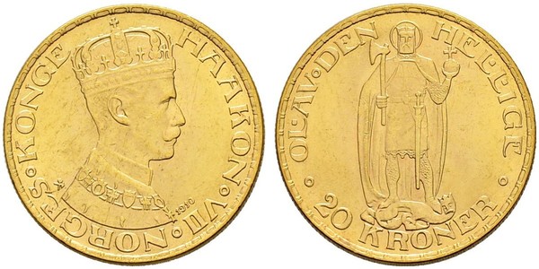 20 Krone 挪威 金 哈康七世  (1872 - 1957)