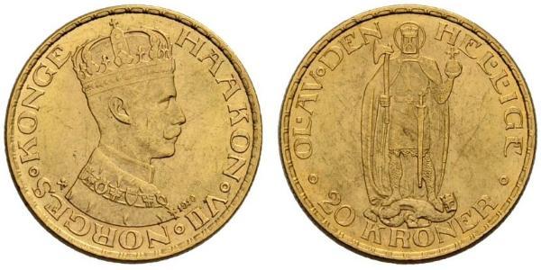 20 Krone 挪威 金 哈康七世  (1872 - 1957)