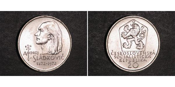 20 Krone Czechoslovakia (1918-1992) 銀 Andrej Sládkovič