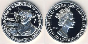 20 Krone Turks and Caicos Islands 銀 