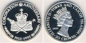 20 Krone Turks and Caicos Islands 銀 