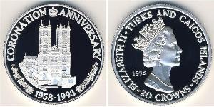 20 Krone Turks and Caicos Islands 銀 