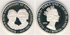 20 Krone Turks and Caicos Islands 銀 