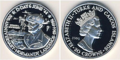 20 Krone Turks and Caicos Islands 銀 