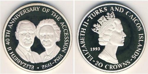 20 Krone Turks and Caicos Islands 銀 
