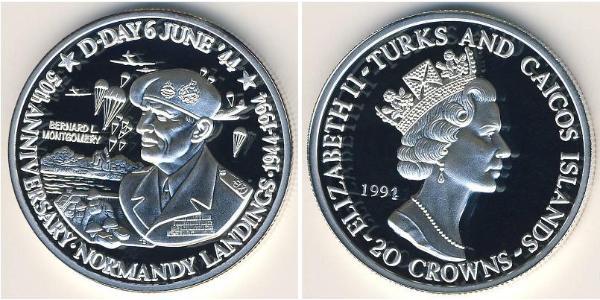 20 Krone Turks and Caicos Islands 銀 