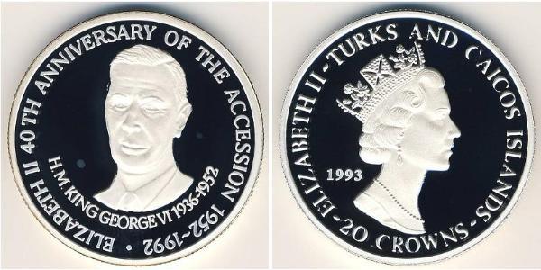 20 Krone Turks and Caicos Islands 銀 