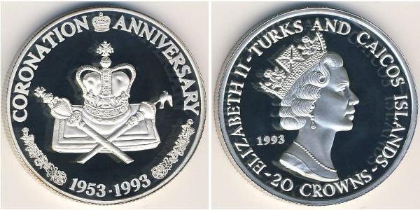 20 Krone Turks and Caicos Islands 銀 