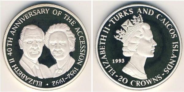 20 Krone Turks and Caicos Islands 銀 