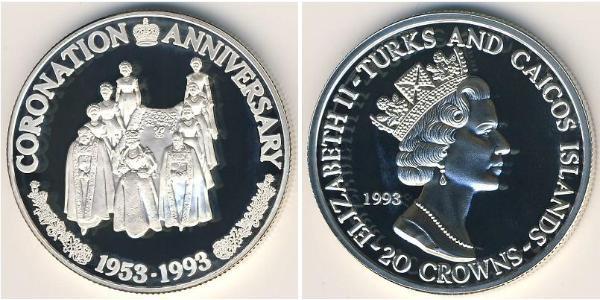 20 Krone Turks and Caicos Islands 銀 