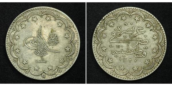 20 Kurush Imperio otomano (1299-1923) Plata Mehmed V