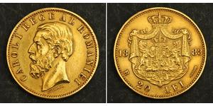 20 Leu Kingdom of Romania (1881-1947) Gold Carol I of Romania (1839 - 1914)