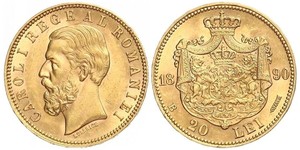 20 Leu Kingdom of Romania (1881-1947) Gold Carol I of Romania (1839 - 1914)