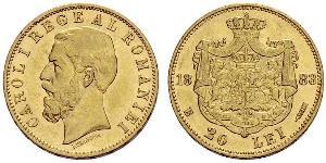 20 Leu Kingdom of Romania (1881-1947) Gold Carol I of Romania (1839 - 1914)