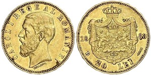 20 Leu Kingdom of Romania (1881-1947) Gold Carol I of Romania (1839 - 1914)