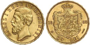 20 Leu Kingdom of Romania (1881-1947) Gold Carol I of Romania (1839 - 1914)