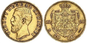 20 Leu Kingdom of Romania (1881-1947) Gold Carol I of Romania (1839 - 1914)