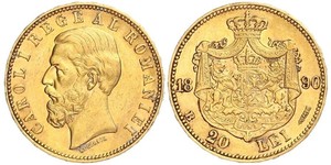 20 Leu Kingdom of Romania (1881-1947) Gold Carol I of Romania (1839 - 1914)