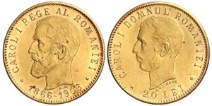 20 Leu Kingdom of Romania (1881-1947) Gold Carol I of Romania (1839 - 1914)