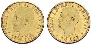 20 Leu Kingdom of Romania (1881-1947) Gold Carol I of Romania (1839 - 1914)
