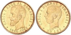 20 Leu Kingdom of Romania (1881-1947) Gold Carol I of Romania (1839 - 1914)