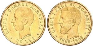 20 Leu Kingdom of Romania (1881-1947) Gold Carol I of Romania (1839 - 1914)