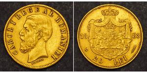 20 Leu Kingdom of Romania (1881-1947) Gold Carol I of Romania (1839 - 1914)