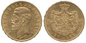 20 Leu Kingdom of Romania (1881-1947) Gold Carol I of Romania (1839 - 1914)