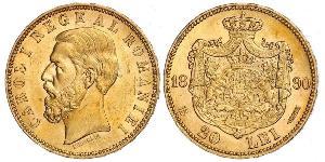 20 Leu Kingdom of Romania (1881-1947) Gold Carol I of Romania (1839 - 1914)