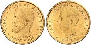 20 Leu Kingdom of Romania (1881-1947) Gold Carol I of Romania (1839 - 1914)
