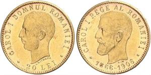 20 Leu Kingdom of Romania (1881-1947) Gold Carol I of Romania (1839 - 1914)