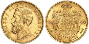 20 Leu Kingdom of Romania (1881-1947) Gold Carol I of Romania (1839 - 1914)